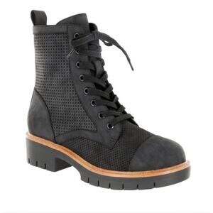 MIA Havenn Black Combat Boots Size 6 NWOB Perforated Lace Up Lug Sole
